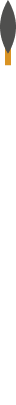 A vertical paintbrush with a brown handle and dark bristles on a white background.