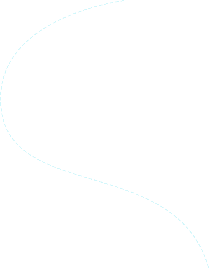 Dashed light blue curved line on a transparent background.