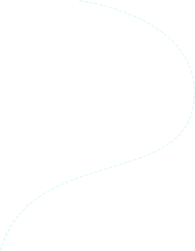 Curved dashed line forming an abstract S shape on a transparent background.
